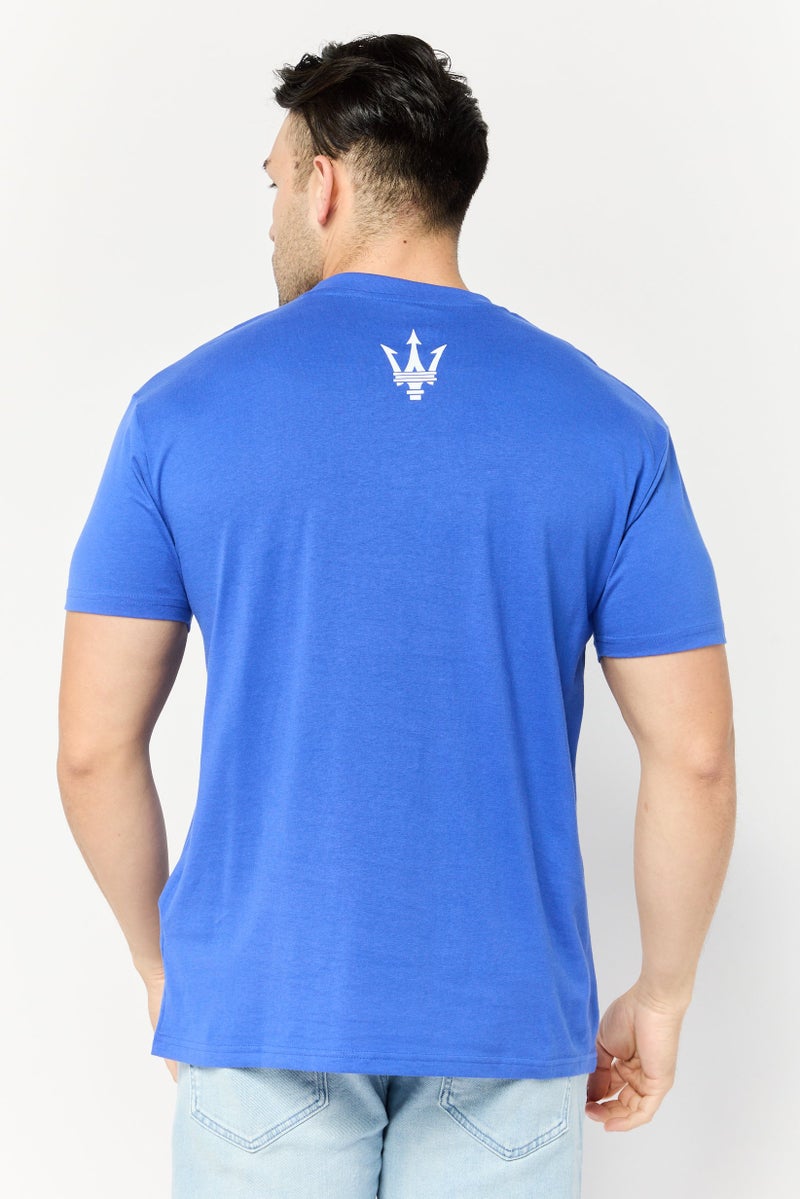 Maserati Men Crew Neck Short Sleeves Graphic Print T-Shirt, Blue - Image 4