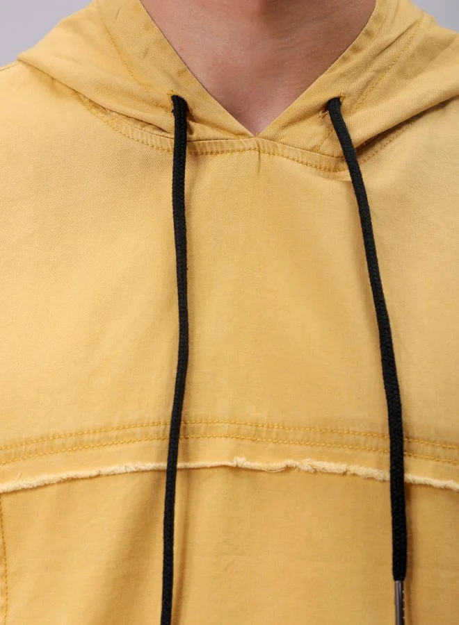 The Indian Garage Co Men Oversized Solid Sleeveless Hooded Street Wear Shirt