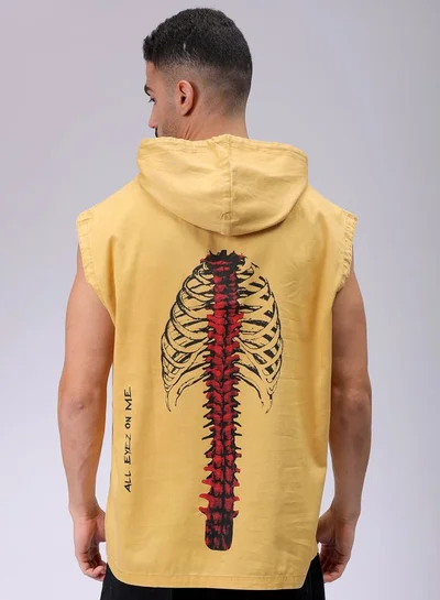The Indian Garage Co Men Oversized Solid Sleeveless Hooded Street Wear Shirt