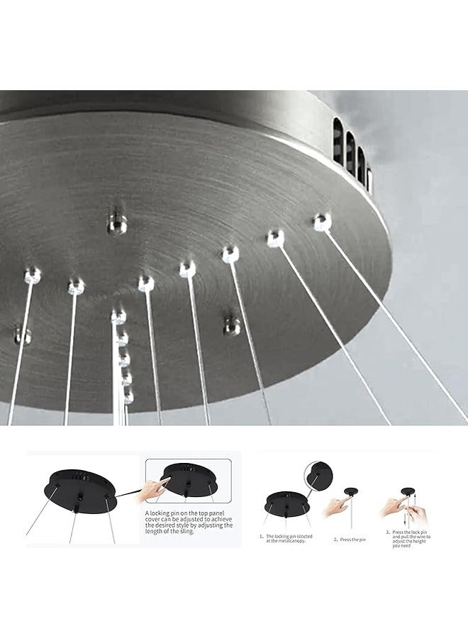 ATM Modern LED Chandelier with Remote Control, Adjustable Hanging Rings, Dimmable Ceiling Light for Living Room, Bedroom, and Dining Room  - Image 3
