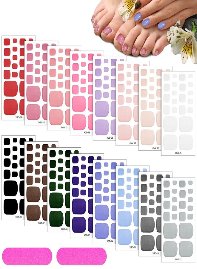 Maitys 352 Pieces 16 Sheets Toenail Polish Stickers Strips Adhesive Toe Nail Wraps Full Wraps Polish Strips DIY Manicure Decal with 2 Pieces Nail Files(Chic Color) - Image 1