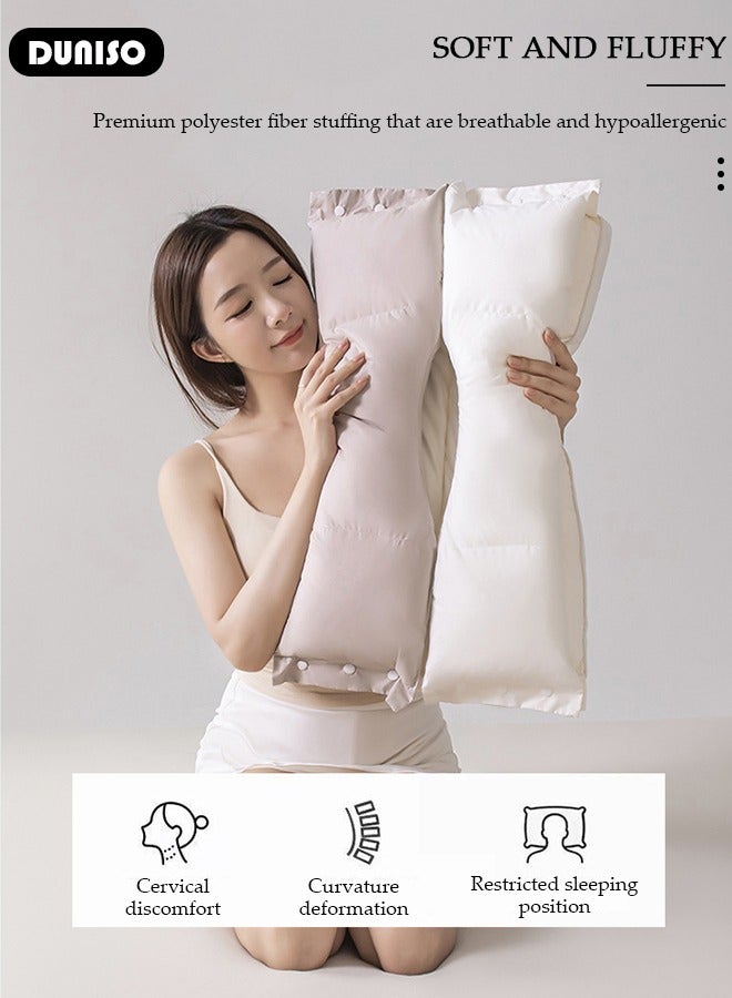 DUNISO Double Layer Neck Support Pillow, Detachable 3-in-1 Neck Pillow for Shoulder and Neck Pain Relief, Ergonomic Cervical Contour Anti Snore Pillows for Front Back Side Sleepers  - Image 3