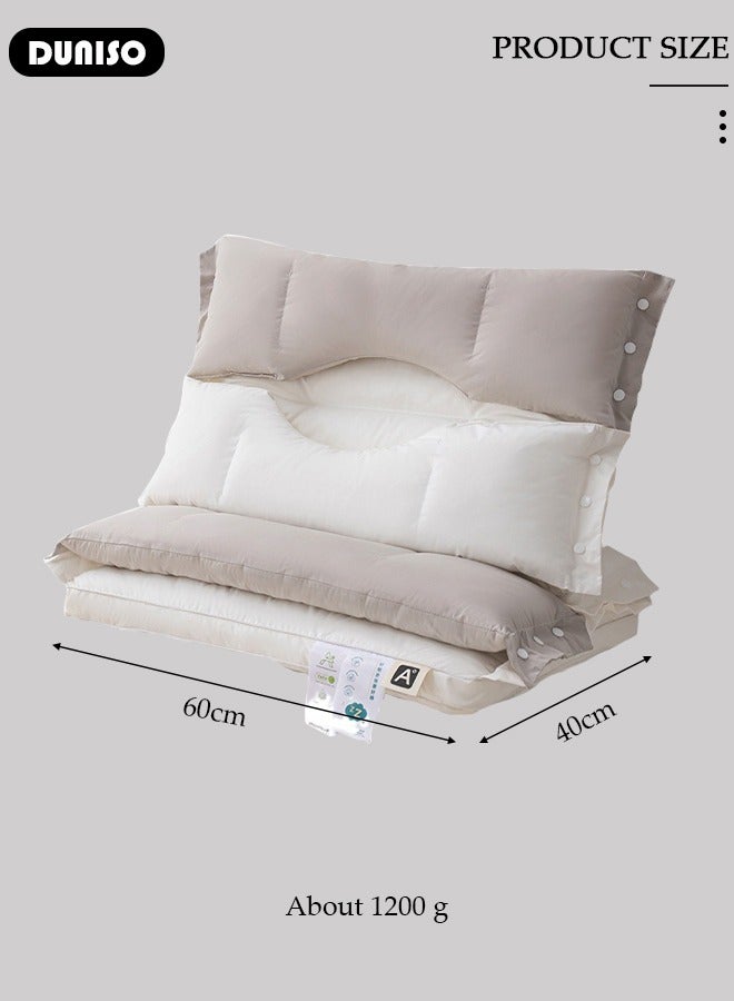 DUNISO Double Layer Neck Support Pillow, Detachable 3-in-1 Neck Pillow for Shoulder and Neck Pain Relief, Ergonomic Cervical Contour Anti Snore Pillows for Front Back Side Sleepers  - Image 4