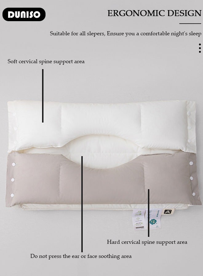 DUNISO Double Layer Neck Support Pillow, Detachable 3-in-1 Neck Pillow for Shoulder and Neck Pain Relief, Ergonomic Cervical Contour Anti Snore Pillows for Front Back Side Sleepers  - Image 5
