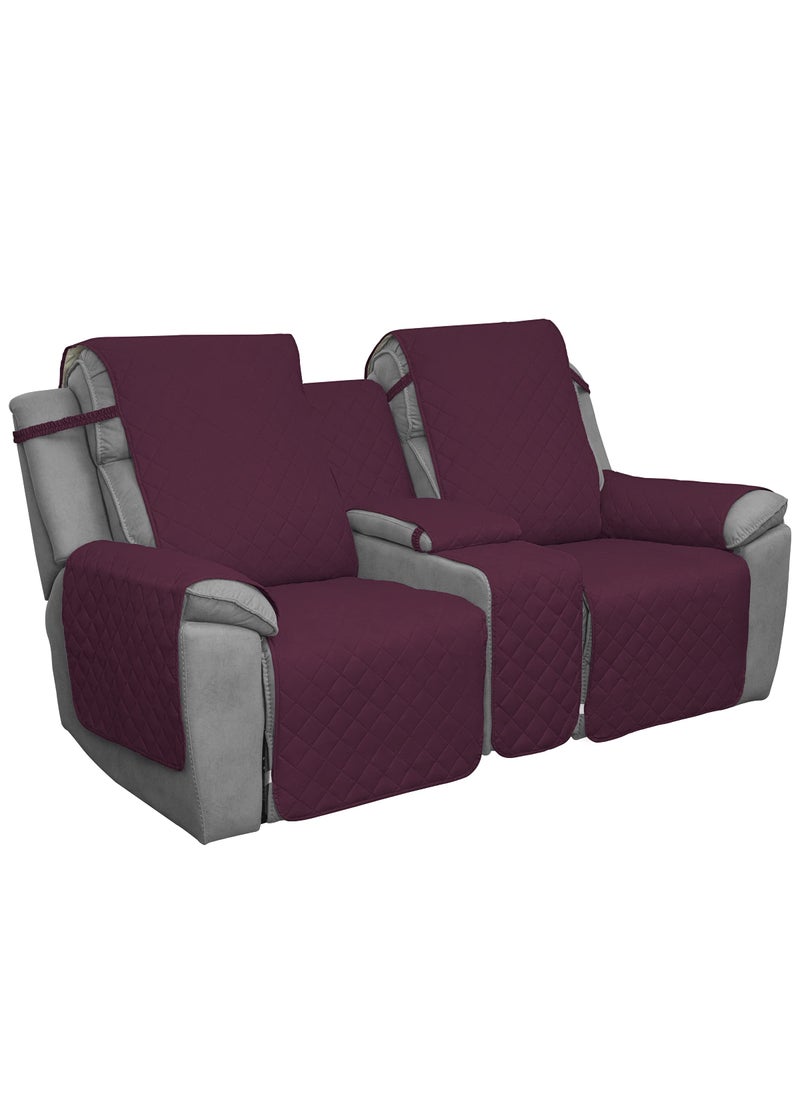 Easy-Going EasyGoing Loveseat Recliner Cover with Console Reversible Couch Cover for Living Room Split Sofa Cover for Each Seat with Elastic Straps for Kids Dogs Pets2 Seater WineBeige 