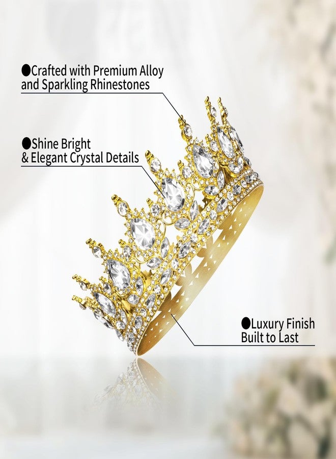 Onedor Gold Crown for Women Crystal Rhinestone Tiara Queen Headpiece for Wedding Prom Pageant Birthday Princess Theme Costume Party Hair Accessories and Cake Topper Decoration - Image 3