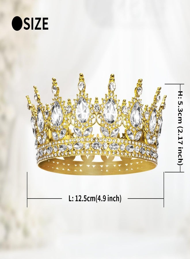 Onedor Gold Crown for Women Crystal Rhinestone Tiara Queen Headpiece for Wedding Prom Pageant Birthday Princess Theme Costume Party Hair Accessories and Cake Topper Decoration - Image 2