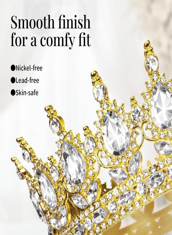 Onedor Gold Crown for Women Crystal Rhinestone Tiara Queen Headpiece for Wedding Prom Pageant Birthday Princess Theme Costume Party Hair Accessories and Cake Topper Decoration - Image 4