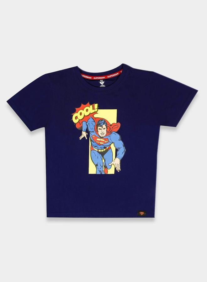 سوبر مان تيشيرت عصري بياقة مستديرة وطبعة جرافيك - Image 1