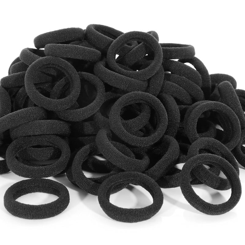 QRTVI 120 Pcs Baby Hair Ties, Cotton Toddler Hair Ties for Girls and Kids, Small Seamless Hair Bands Elastic Ponytail Holders(Black) - Image 1