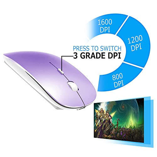 KLO Bluetooth Mouse for MacBook/Laptop/Notebook/pc/iPad/Chromebook, Wireless Mouse for MacBook Pro/AIR (Purple) - Image 4