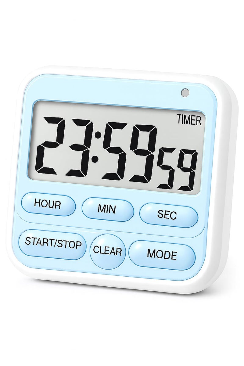 DHVSAM Digital Kitchen Timer with 24 Hour Clock & Alarm, Memory Function Count Up & Count Down for Kids Teachers Cooking, Large LCD Display, Strong Magnet (Black) - Image 1