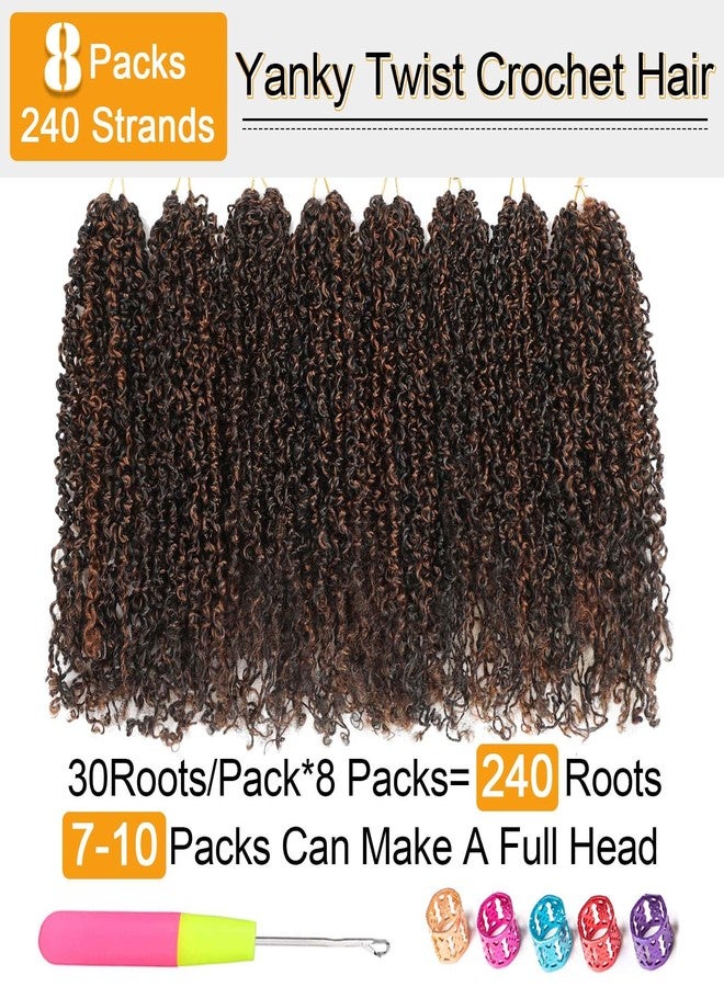 Aksice Pre-looped Yanky Twist Crochet Hair 10 Inch 8 Packs Bohemian Passion Twist Spring Mini Twist Crochet Hair for Black Women Boho Crochet Braids Synthetic (1B/H/30) - Image 4