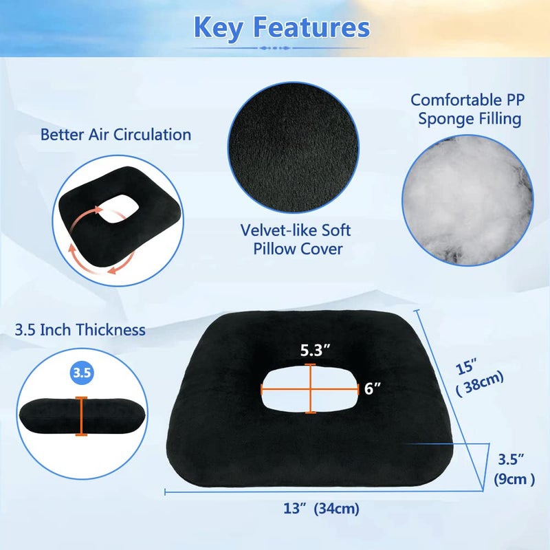 AOSSA AOSSA Hemorrhoid Pillow, Donut Butt Pillows for Sitting, After Surgery Pressure Ulcer Bed Sore Cushion for Butt, Medical Seat Lifting Cushion, Pregnancy Postpartum Decubitus Perineal Tailbone Pain Pad  - Image 2