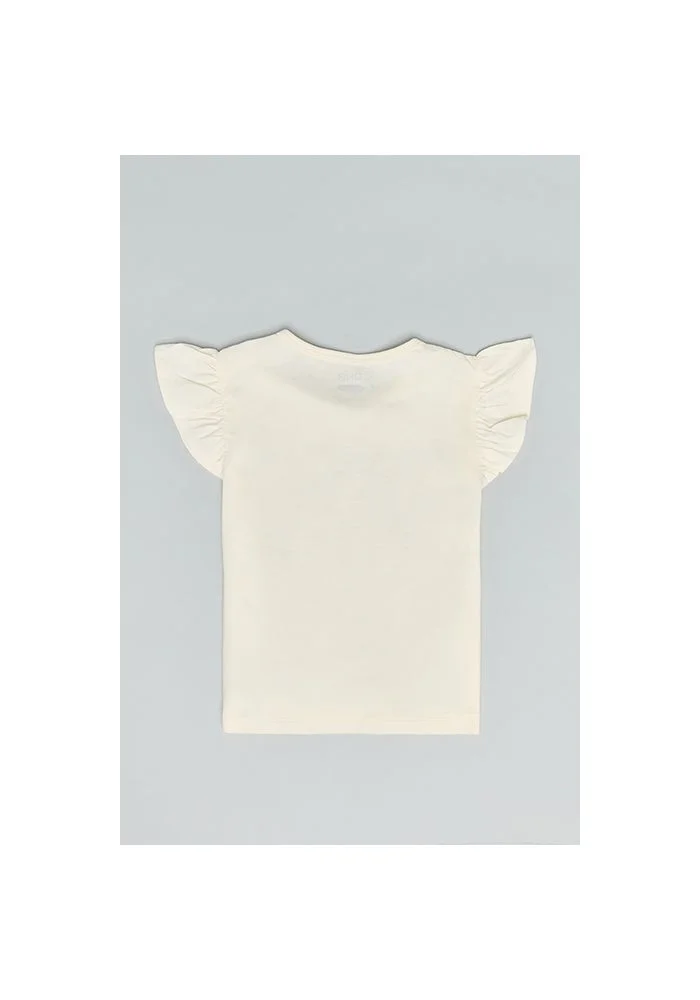 أر أند بي Printed Top with Crew Neck and Flutter Sleeves