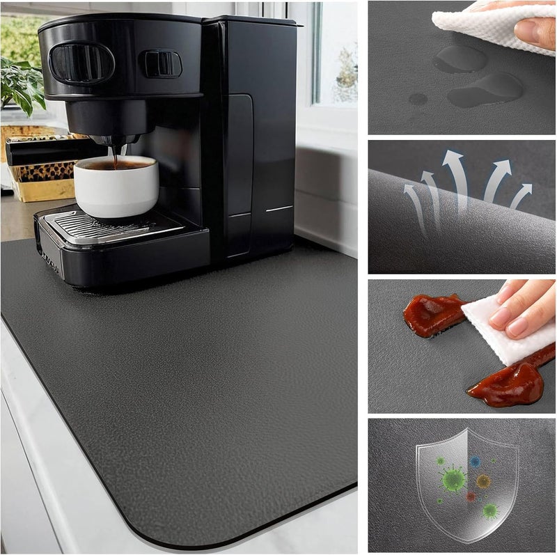 Rokzo Dish Drying Mat High Water Absorbent Dish Utensils Drying Mat Place Mat Dining Table Waterproof Wipeable Washable Home Kitchen Protector 1 pc 1 pcs - Image 3