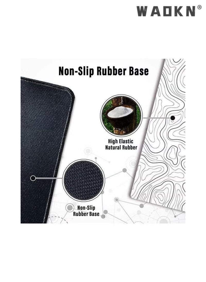 WAOKN Large Mouse and Keyboard Pad Extended Gaming Mouse Pad Non-slip Rubber Base Mouse Pad Office Desk Mat Smooth Cloth Surface Keyboard Mouse Pads for Computers (800 * 300 * 3mm）,Striped White  - Image 2