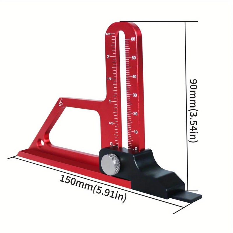Red 2in1 Aluminum Router Depth Saw Gauge 0-60mm Metric Inch Height Measure - Image 3