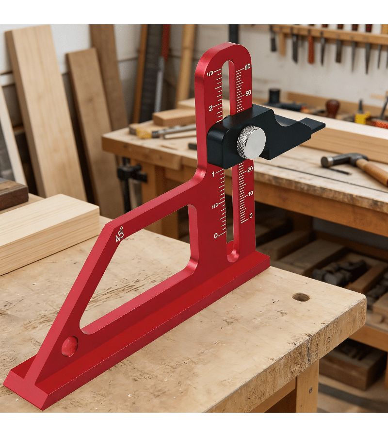 Red 2in1 Aluminum Router Depth Saw Gauge 0-60mm Metric Inch Height Measure - Image 1