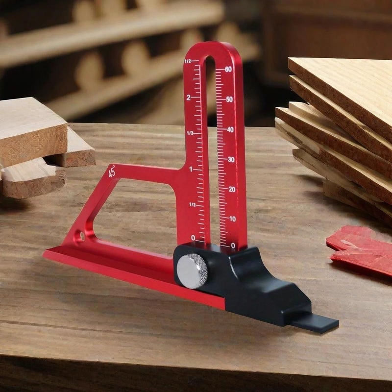 Red 2in1 Aluminum Router Depth Saw Gauge 0-60mm Metric Inch Height Measure - Image 2