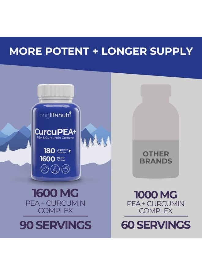 LongLifeNutri CurcuPEA+ (Palmitoylethanolamide + Turmeric Complex 600mg/1000mg) - Derived from Curcumin Longa, 180 Vegetarian Capsules, Natural Antioxidant, 3-Month Supply, GMP Certified, Vegan, Made in USA - Image 3