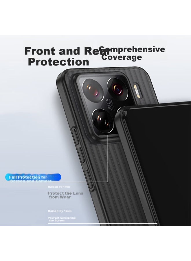 Kmaxai Ultra-Thin Matte Pp Case For Xiaomi 15 With Full Lens Protection And Anti-Slip Design, Simple And Stylish Corrugated Texture Black Case - Image 4