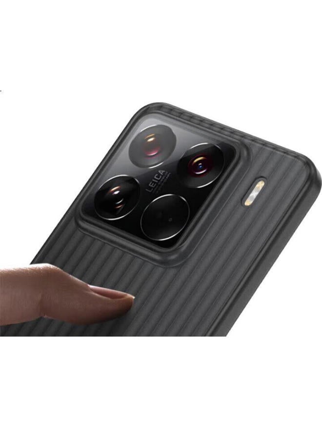 Kmaxai Ultra-Thin Matte Pp Case For Xiaomi 15 With Full Lens Protection And Anti-Slip Design, Simple And Stylish Corrugated Texture Black Case - Image 2