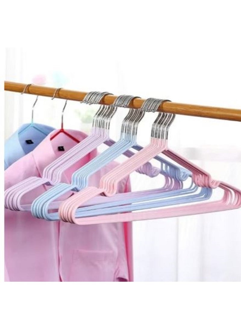 10-Piece Stainless Steel Coated Silicone Laundry Hanger for Adults, Space Saving, Assorted Colors - Image 1