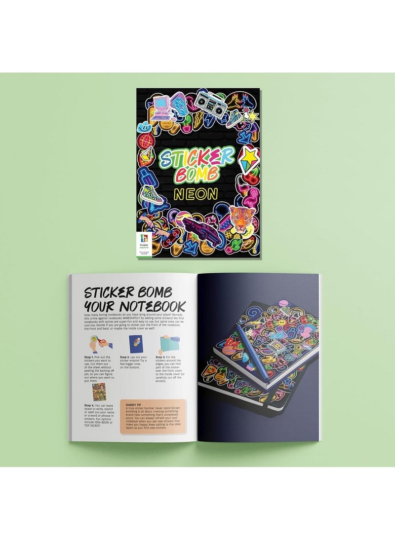 Hinkler استوديو ملصقات هينكلر كاليودوسكوب - إصدار النيون، يتضمن أكثر من 1000 ملصق نابض بالحياة وكتاب مكون من 32 صفحة، مجموعة فنون ملصقات ممتعة للأطفال، نشاط ملصقات إبداعي - Image 4