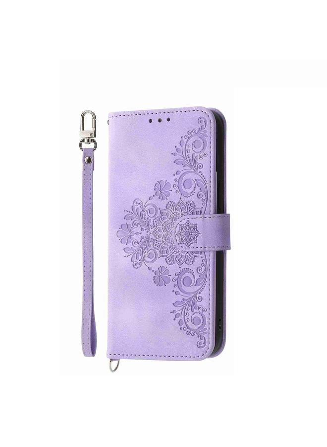 اس-توب جراب لهاتف Honor 100 Pro مصنوع من الجلد ومزين بنقشة زهور - Image 2