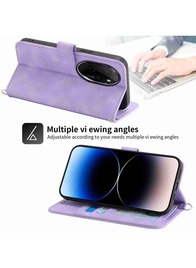 اس-توب جراب لهاتف Honor 100 Pro مصنوع من الجلد ومزين بنقشة زهور - Image 3