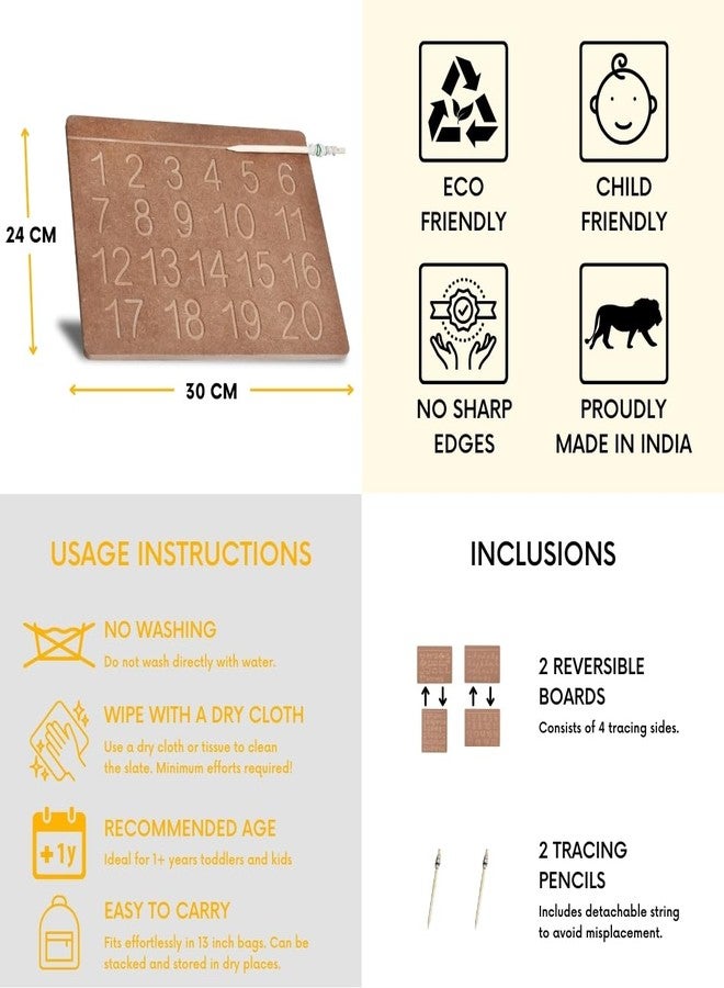 CRYA Telugu Educational Tracing Wooden Board for Kids | Handwriting, Counting and Learning Montessori Slates | Reversible Set of 2 Puzzles (Telugu, Cursive English and Numbers) - Image 5