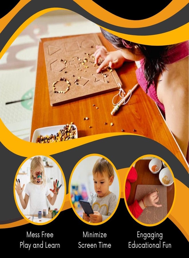 CRYA Telugu Educational Tracing Wooden Board for Kids | Handwriting, Counting and Learning Montessori Slates | Reversible Set of 2 Puzzles (Telugu, Cursive English and Numbers) - Image 4