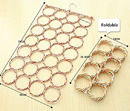 CELLEBII CELLEBII Metal 28 Ring Round Folding Rope Dupatta Belt Shawl Tie Scarf Hanger Holder Organiser for Wardrobe  - Image 5