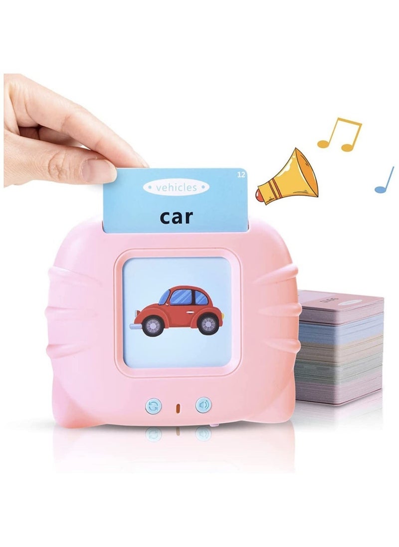 ELTRAZONE Kid Educational Montessori Preschool Animals Audible Flash Cards for kids 1 to 6 Years .Learning Toys Phonics Talking Flash Cards Device with 112 pcs Double-Sided Cards 224 Words Pink - Image 1