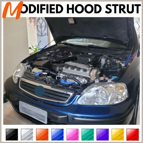 TENKIDOM Hood Struts Compatible with Honda Civic EJEKEM 19962000 Carbon Fiber Lift Supports Bonnet Gas Dampers Springs Kit NoDrill Bolton - Image 3
