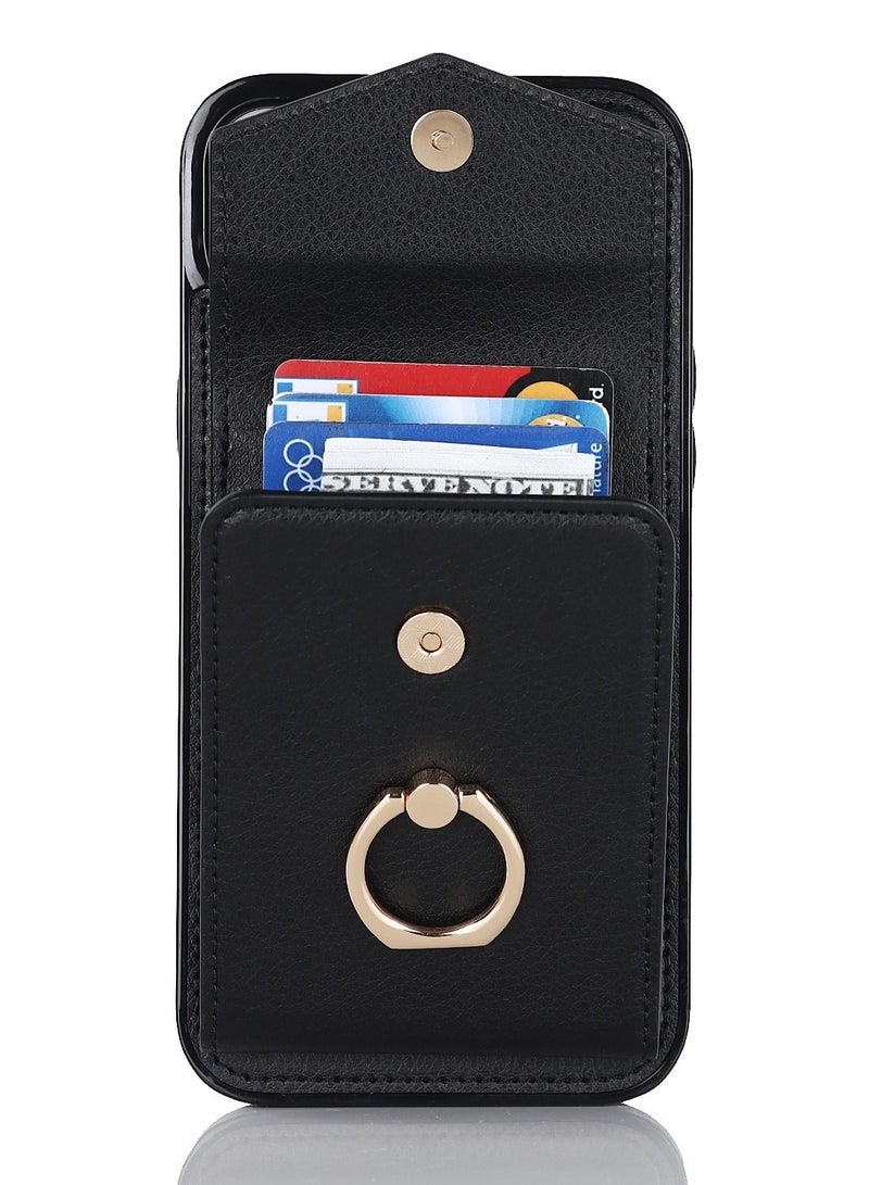 Suteni Ring Buckle Back Cover Card Slots Leather Phone Case for Samsung  - Image 2