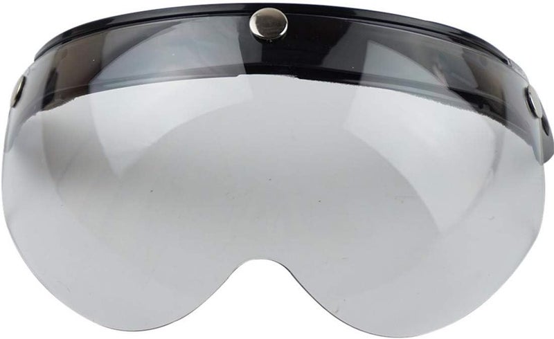 VCOROS Universal Motorcycle Retro Pilot-Style Standard 3 Snap-Button Visor Flip Up Down Open Face Helmet Half Face Shield(Clear) - Image 2
