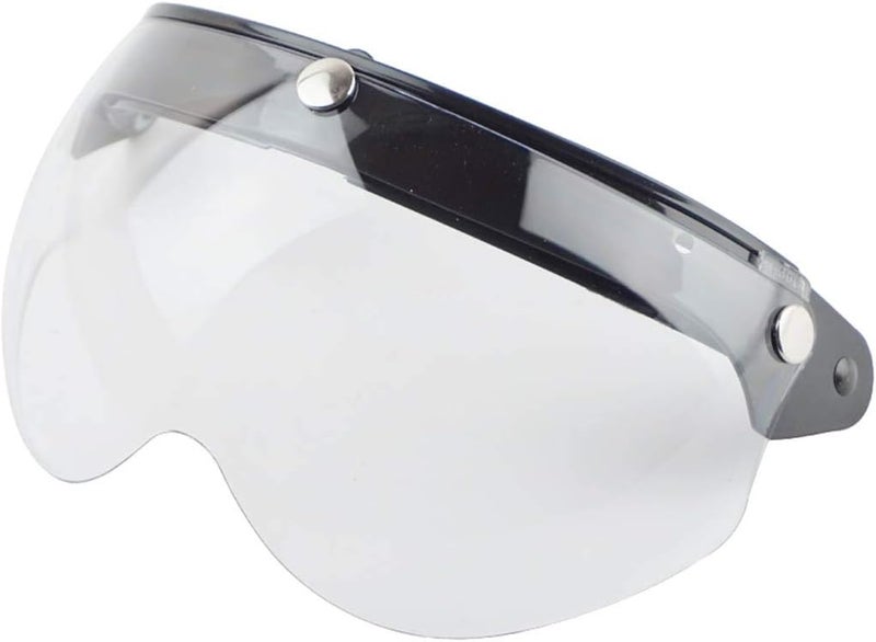 VCOROS Universal Motorcycle Retro Pilot-Style Standard 3 Snap-Button Visor Flip Up Down Open Face Helmet Half Face Shield(Clear) - Image 1