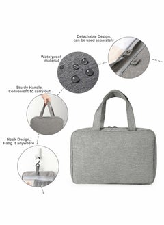 Y&D Hanging Travel Toiletry Bag, Large Makeup Bag Organizer Cosmetic for Women, 4 Compartments Mens Full-Sized Shampoo, Container, Accessories-Gray  - Image 2