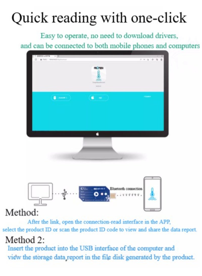 Naxifly USB 2.0 PDF disposable temperature data logger, lasts for 180 days, can store 32,000 entries, adds mobile Bluetooth application. - Image 5