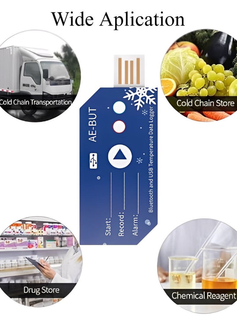 Naxifly USB 2.0 PDF disposable temperature data logger, lasts for 180 days, can store 32,000 entries, adds mobile Bluetooth application. - Image 2