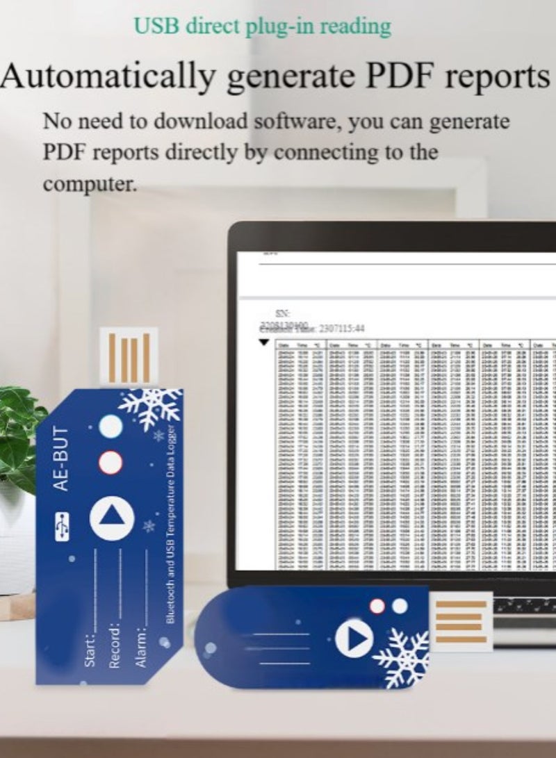 Naxifly USB 2.0 PDF disposable temperature data logger, lasts for 180 days, can store 32,000 entries, adds mobile Bluetooth application. - Image 4