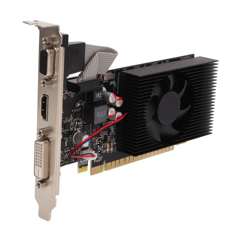 بطاقة رسوميات GT730 بسعة 4 جيجابايت DDR3 واجهة PCI Express 2.0 X8، تصميم رقيق وخفيف، بطاقة رسوميات للألعاب بمروحة تبريد هادئة، متوافقة مع غلاف ITX لتركيبات ألعاب وأجهزة متعددة الوسائط كمبيوتر صغير الحجم - Image 3
