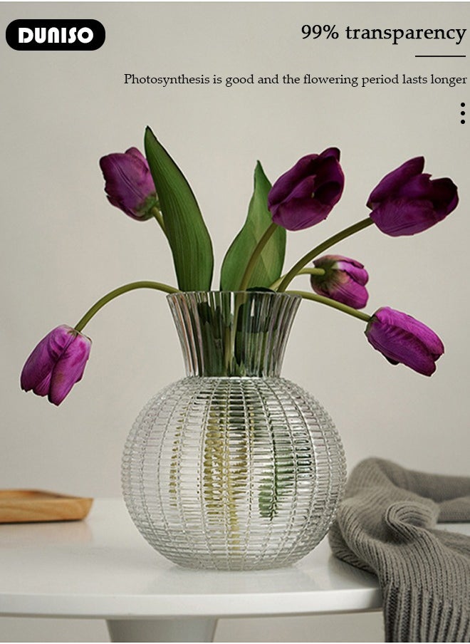 DUNISO Creative Clear Glass Vase Craft Aesthetic Decorative Small Flower Vase Hydroponic Plant Desktop Ornament Modern Irregularity Vase for Flowers Rose Home and Office  - Image 5
