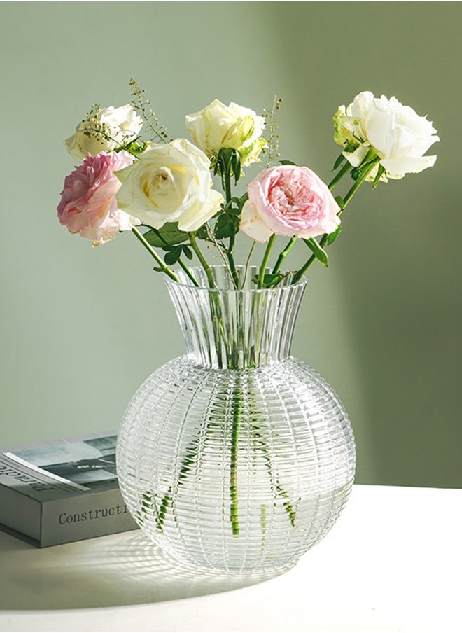 DUNISO Creative Clear Glass Vase Craft Aesthetic Decorative Small Flower Vase Hydroponic Plant Desktop Ornament Modern Irregularity Vase for Flowers Rose Home and Office  - Image 1