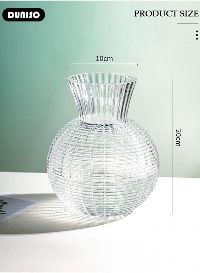 DUNISO Creative Clear Glass Vase Craft Aesthetic Decorative Small Flower Vase Hydroponic Plant Desktop Ornament Modern Irregularity Vase for Flowers Rose Home and Office  - Image 2