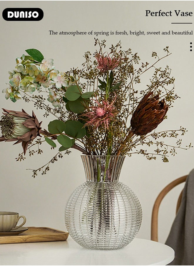 DUNISO Creative Clear Glass Vase Craft Aesthetic Decorative Small Flower Vase Hydroponic Plant Desktop Ornament Modern Irregularity Vase for Flowers Rose Home and Office  - Image 4