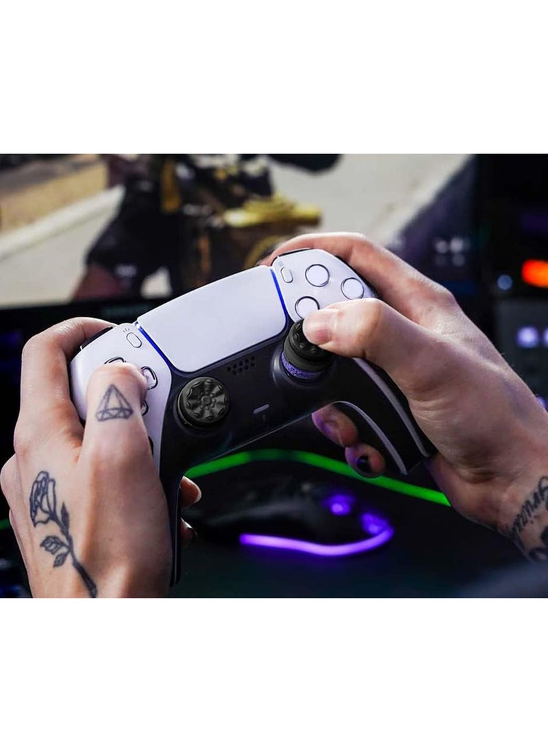 غطاء مقبض عصا التحكم PS5 غير قابل للانزلاق من السيليكون العالمي غير قابل للانزلاق مناسب لجهاز PS4 قبضة محسنة راحة متزايدة عصا إبهام محدبة عالية الارتفاع باللون الأسود