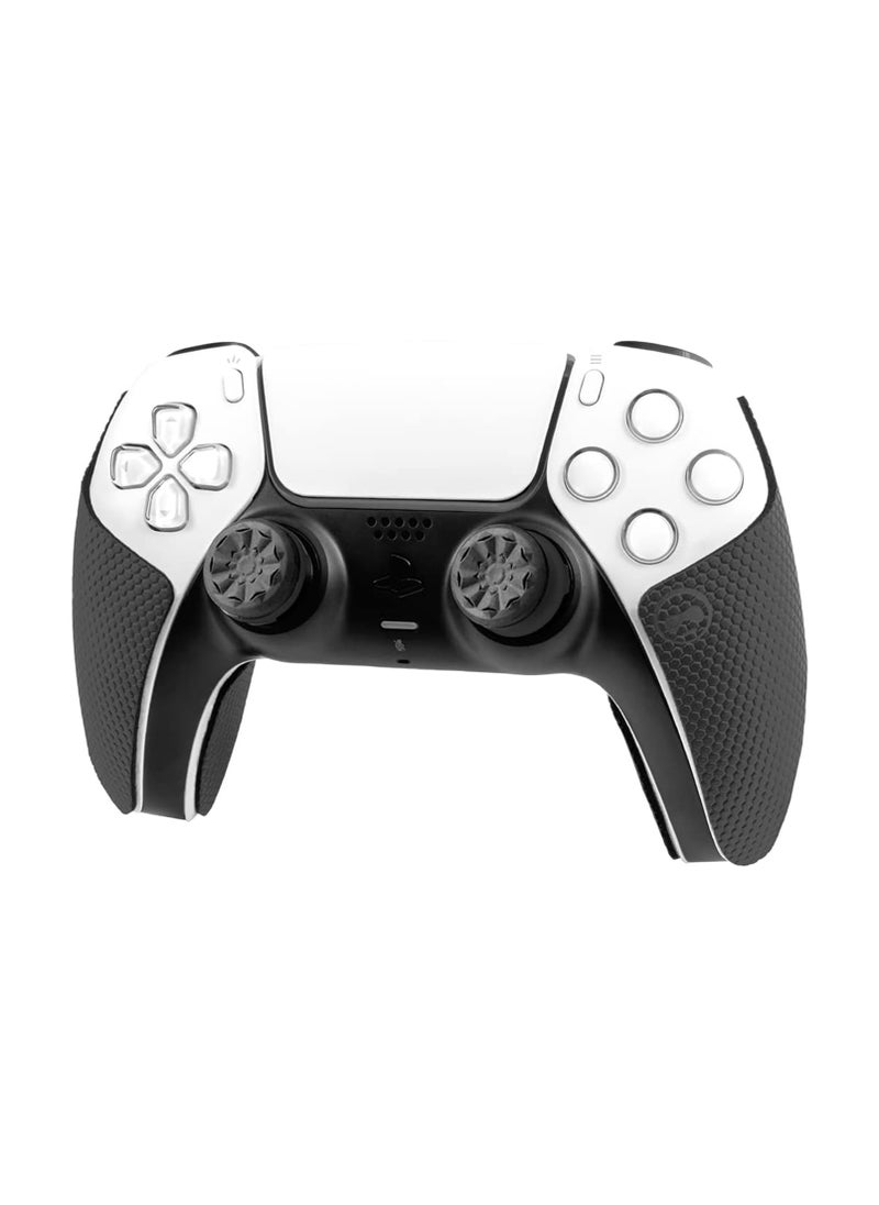 غطاء مقبض عصا التحكم PS5 غير قابل للانزلاق من السيليكون العالمي غير قابل للانزلاق مناسب لجهاز PS4 قبضة محسنة راحة متزايدة عصا إبهام محدبة عالية الارتفاع باللون الأسود